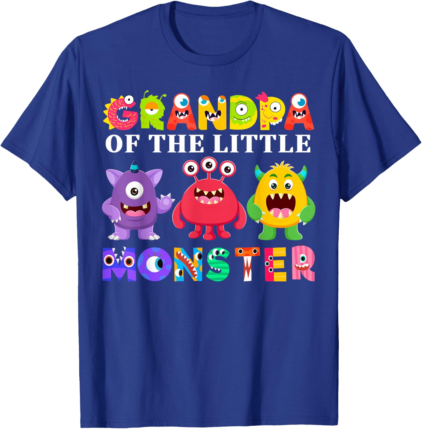 Grandpa Of The Little Monster Birthday Party Family Monster T-Shirt - T-Shirt | Royal