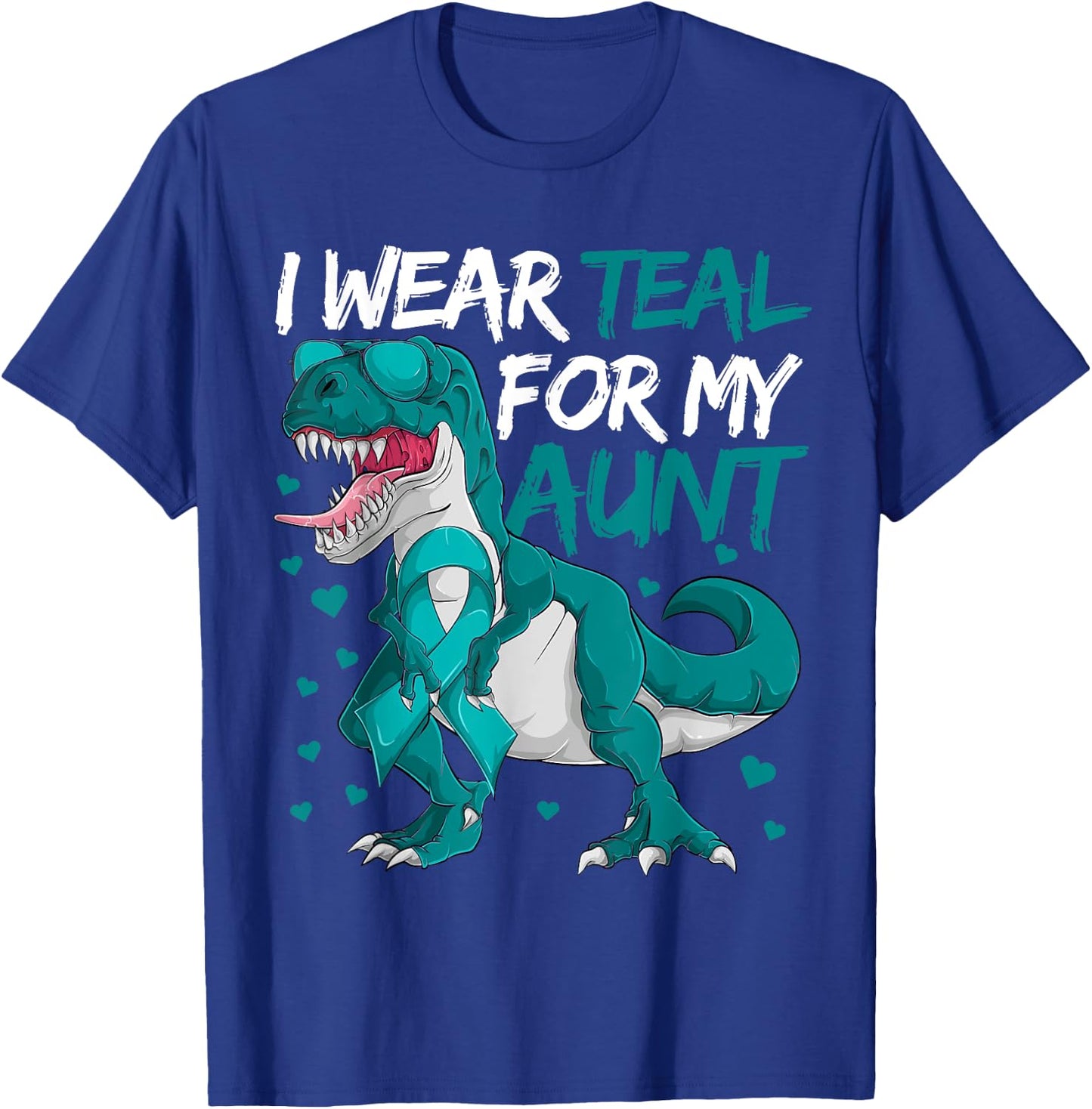 Ovarian Cancer Dinosaur Shirts, I Wear Teal For My Aunt Boys T-Shirt - T-Shirt | Royal