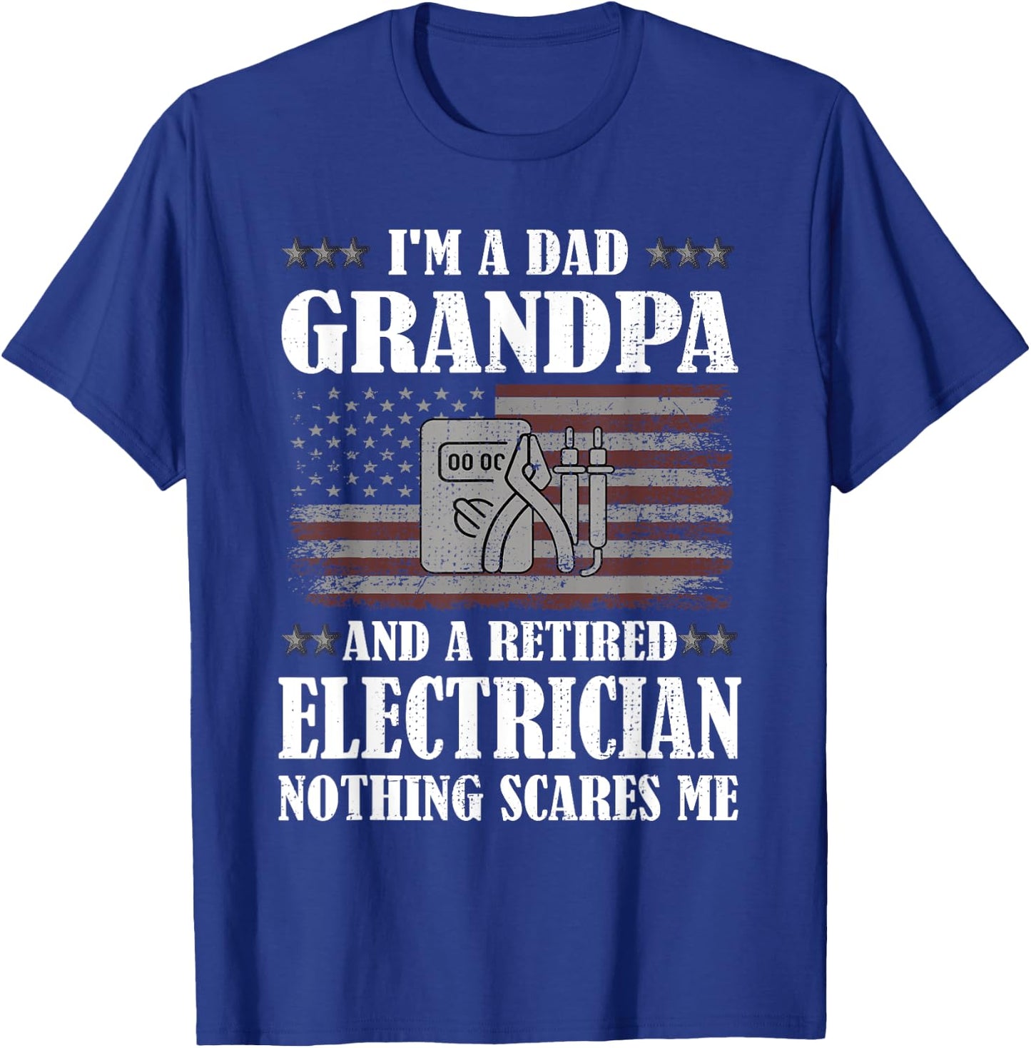 Dad Grandpa And A Retired Electrician Funny Retirement T-Shirt - T-Shirt | Royal