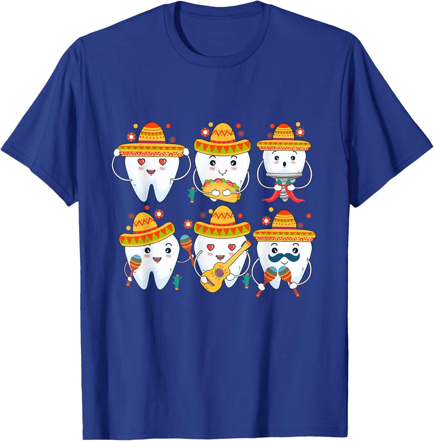 Funny Dentist Cinco De Mayo Dental Teeth Mexican Party T-Shirt - T-Shirt | Royal