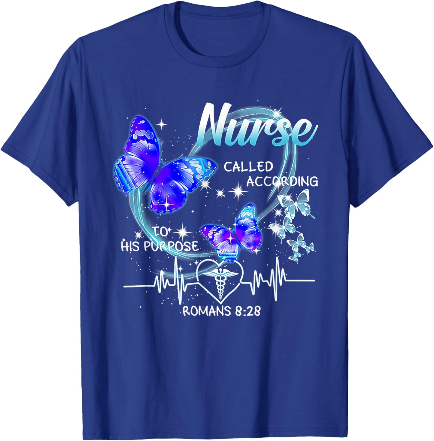 Nurse Called According To His Purpose Butterfly Christian T-Shirt - T-Shirt | Royal