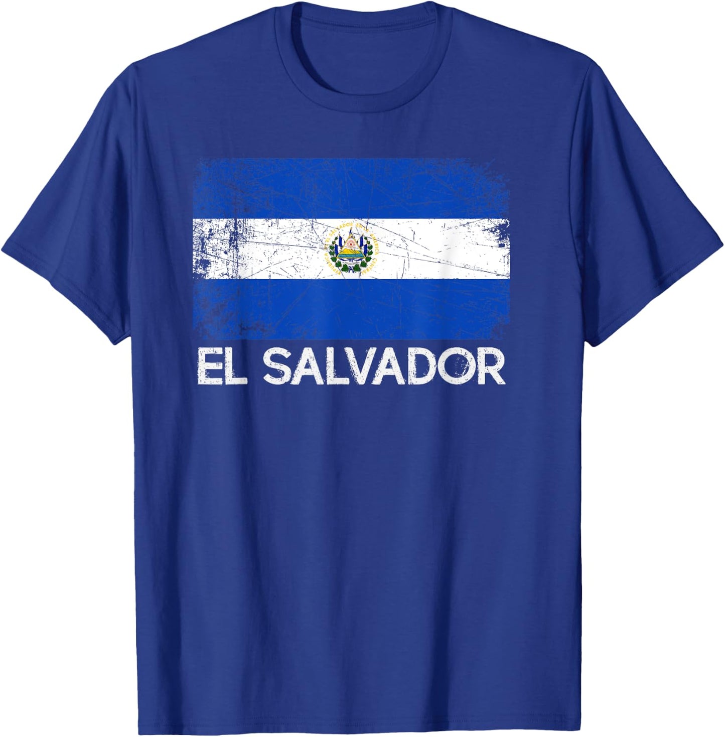 Salvadoran Flag | Vintage Made In El Salvador Gift T-Shirt - T-Shirt | Royal