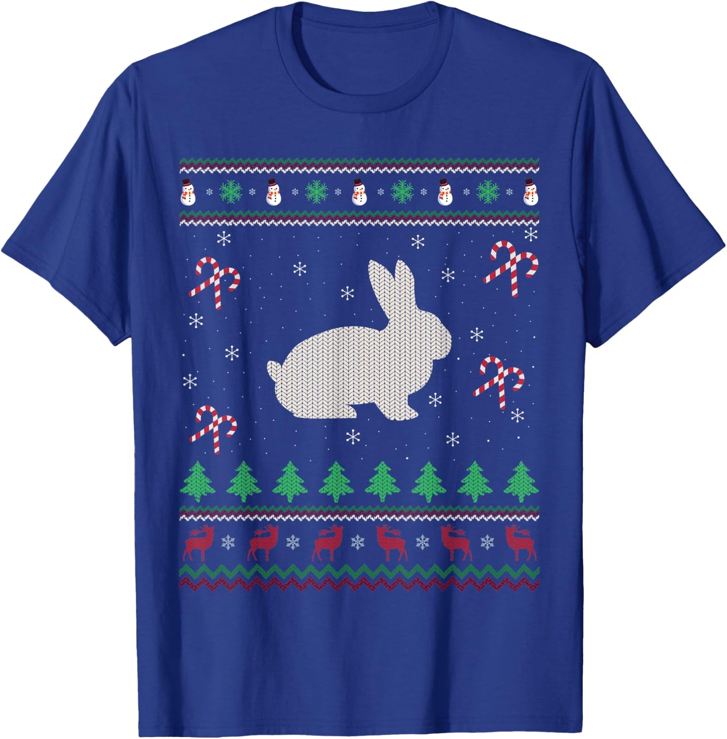 Funny Rabbit Lover Xmas Santa Ugly Rabbit Christmas T-Shirt - T-Shirt | Royal