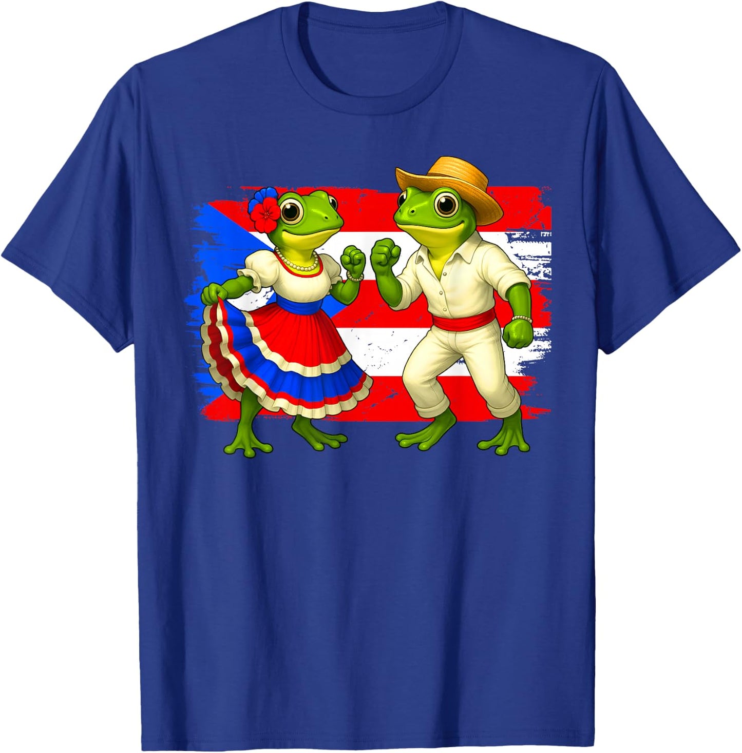 Dancing Coqui Frogs Traditional Dancer Boricua Puerto Rico T-Shirt - T-Shirt | Royal