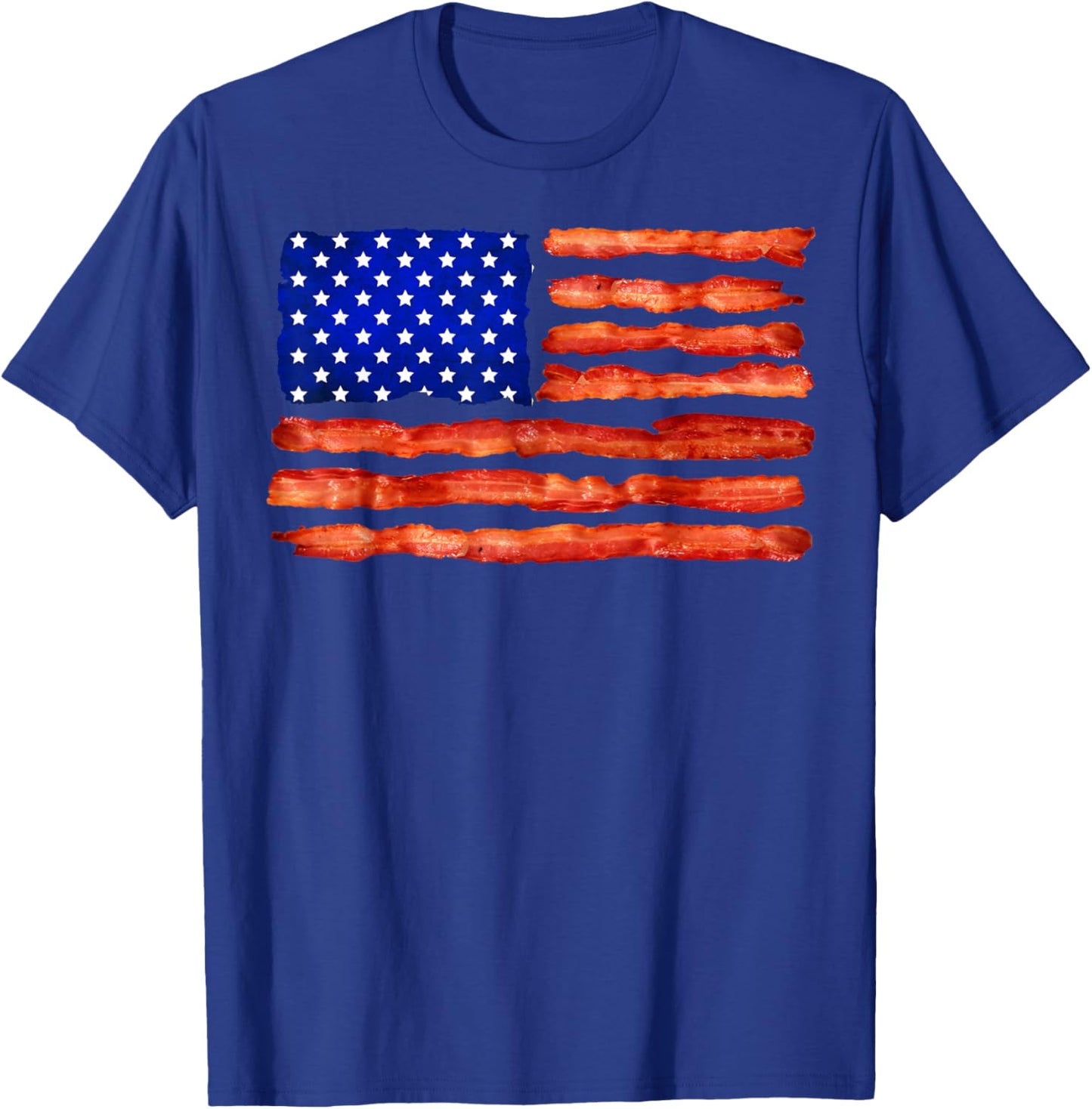 Cool USA Bacon Flag | Funny Foodie Patriot Meat Eater Gift T-Shirt - T-Shirt | Royal