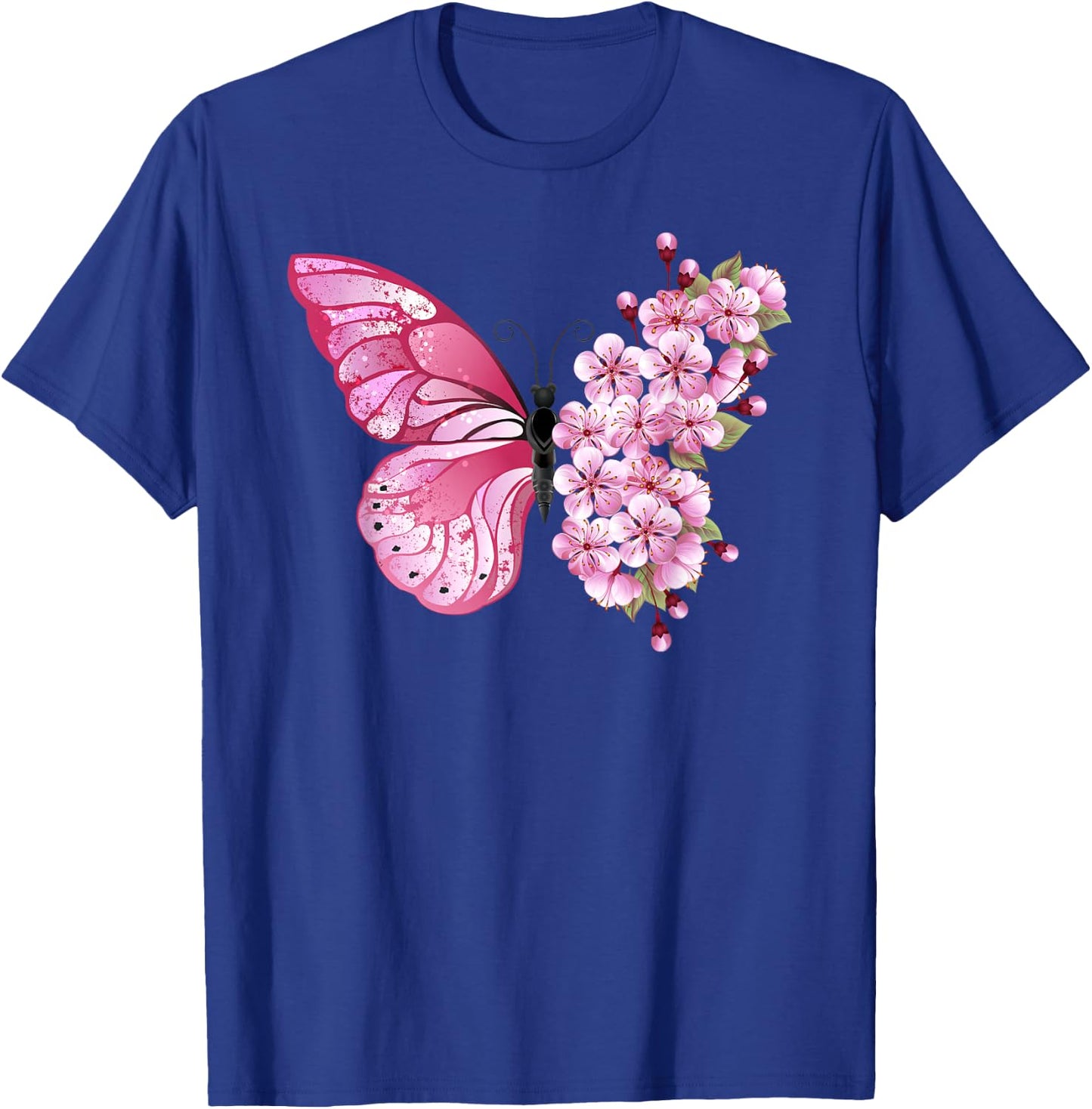 Beautiful Butterfly Flower Mix - Pink Japanese Cherry T-Shirt - T-Shirt | Royal