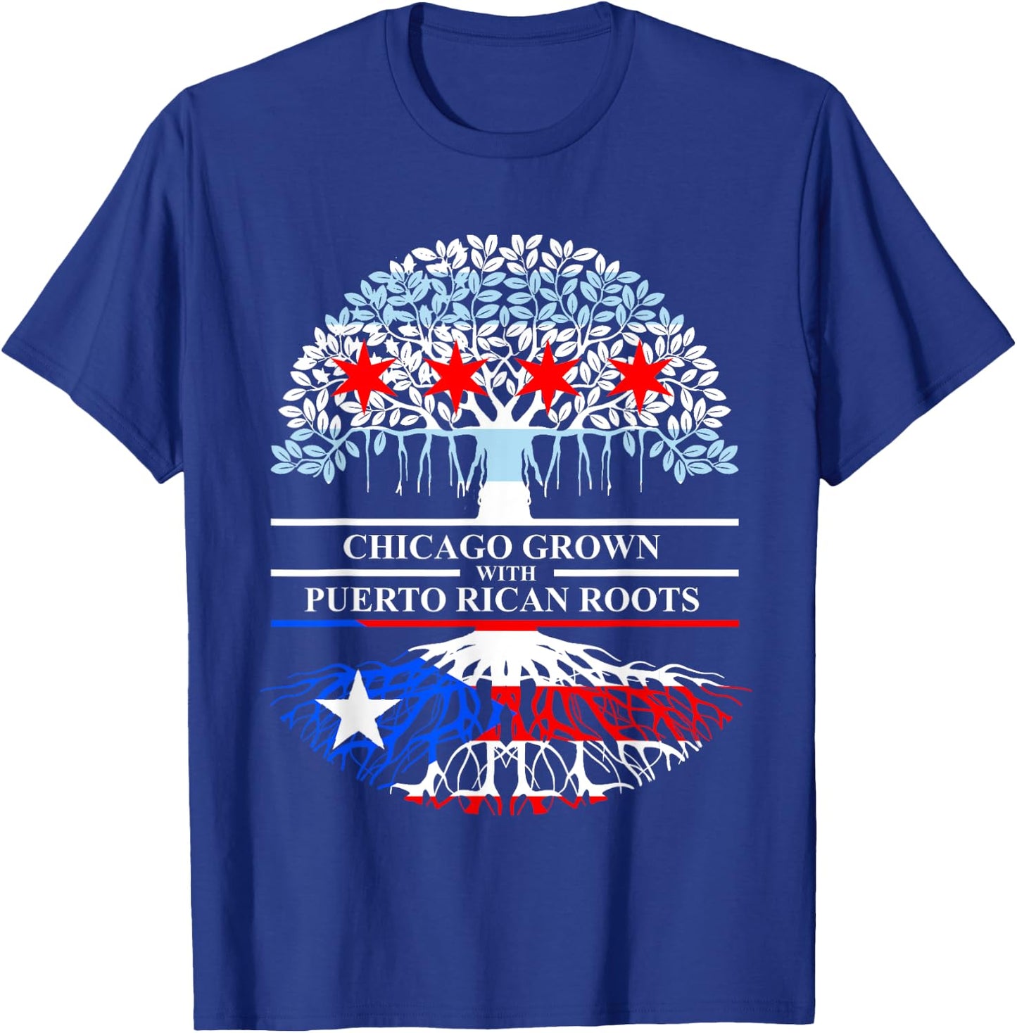 Chicagoan Grown Puerto Rico Roots Chicago Flag Puerto Rico T-Shirt - T-Shirt | Royal