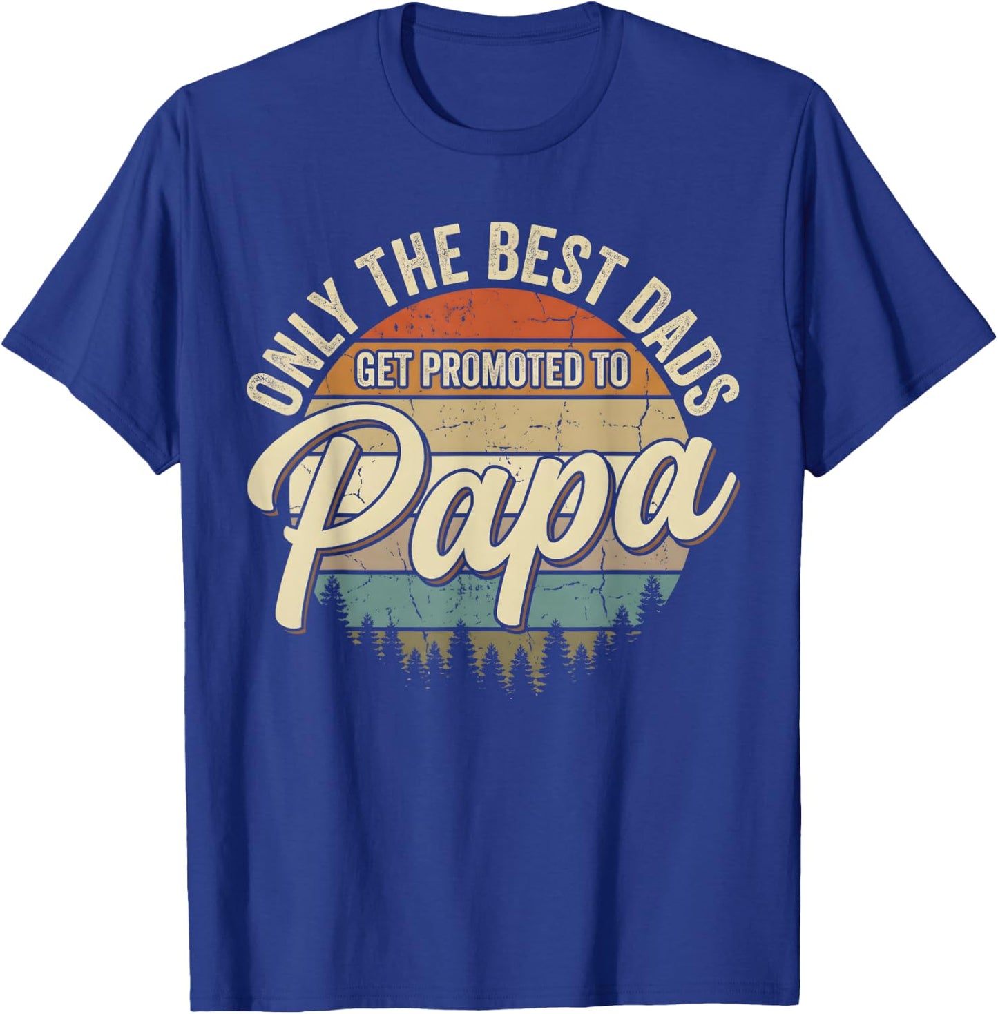 Retro Only The Best Dads Get Promoted to Papa Father's Day T-Shirt - T-Shirt | Royal