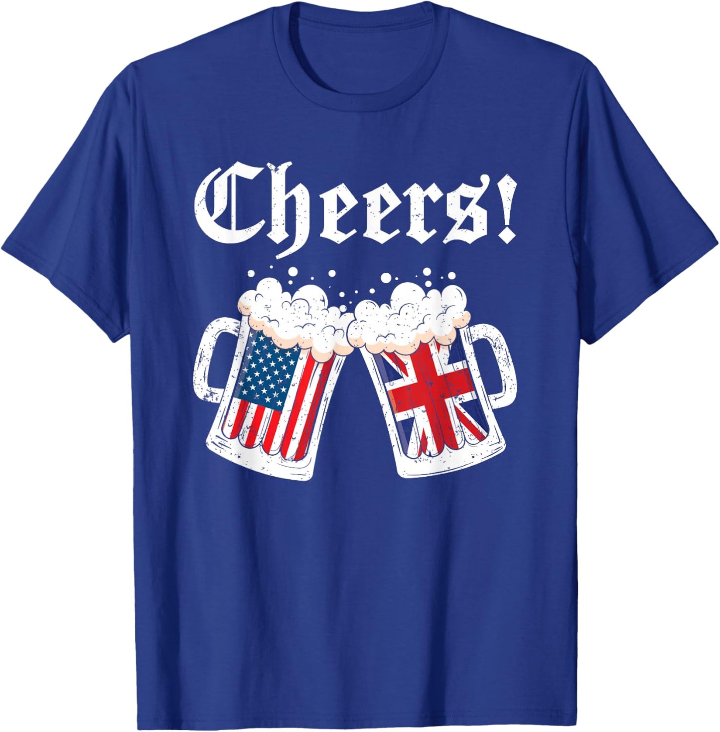 Cheers Shirt Women Men British American Flag Beer Mug Cheers T-Shirt - T-Shirt | Royal