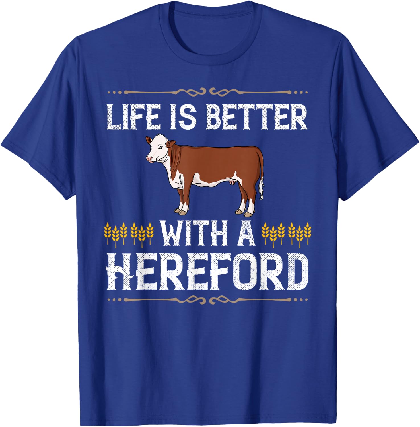 Hereford Cow Cattle Bull Beef Farm T-Shirt - T-Shirt | Royal