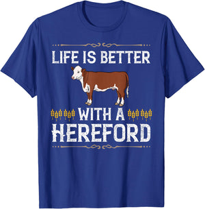 Hereford Cow Cattle Bull Beef Farm T-Shirt - T-Shirt | Royal