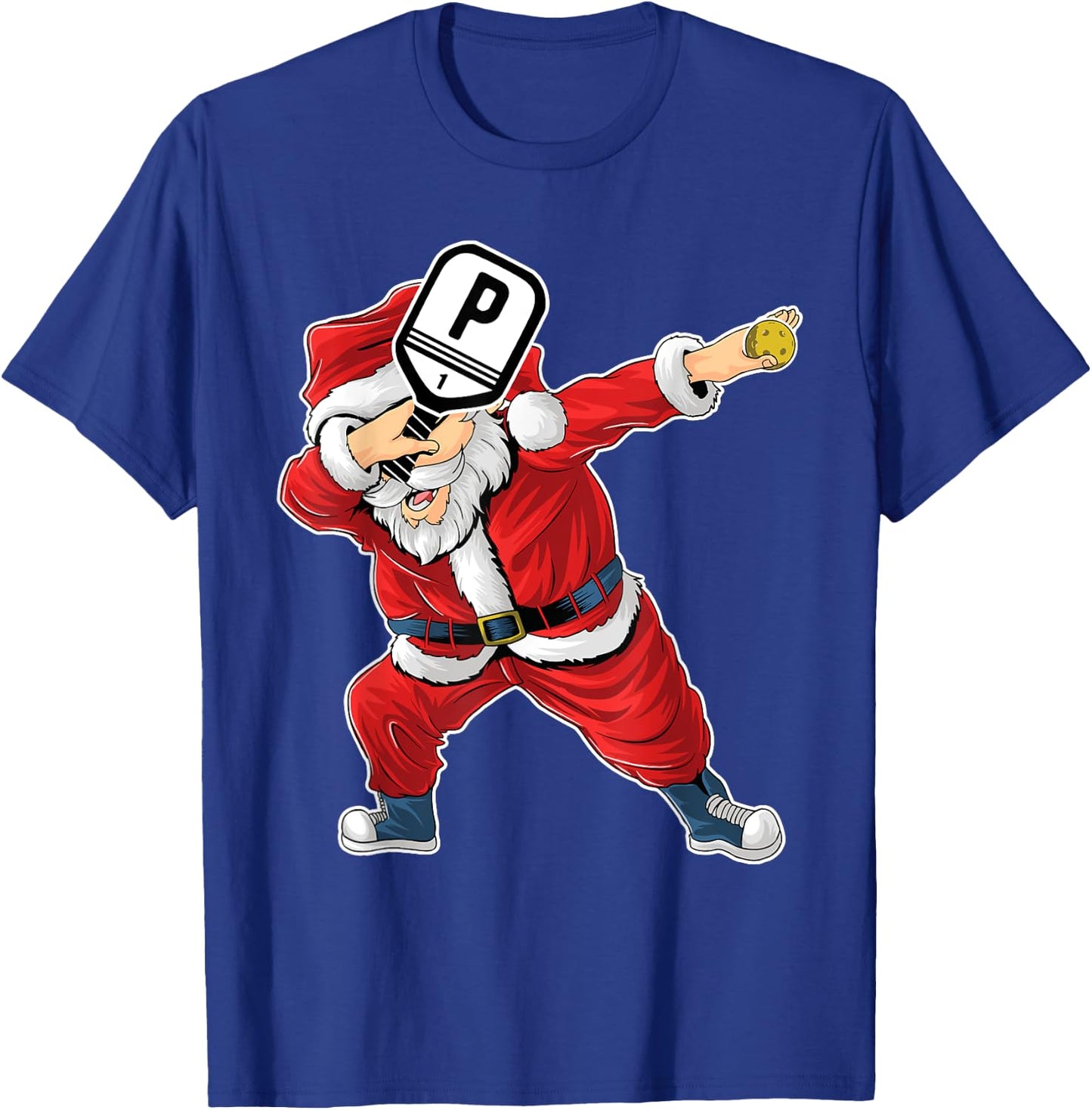 Santa Claus Pickleball Paddle Funny Pickleball Christmas T-Shirt - T-Shirt | Royal