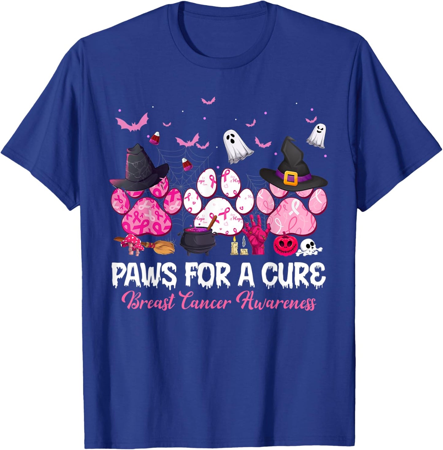Paws for a Cure Dog Lovers Breast Cancer Halloween Costume Men Women T-Shirt - T-Shirt | Royal