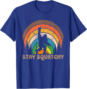 Stay Squatchy Funny BigFoot Sasquatch Squatch Lovers Retro T-Shirt - T-Shirt | Royal