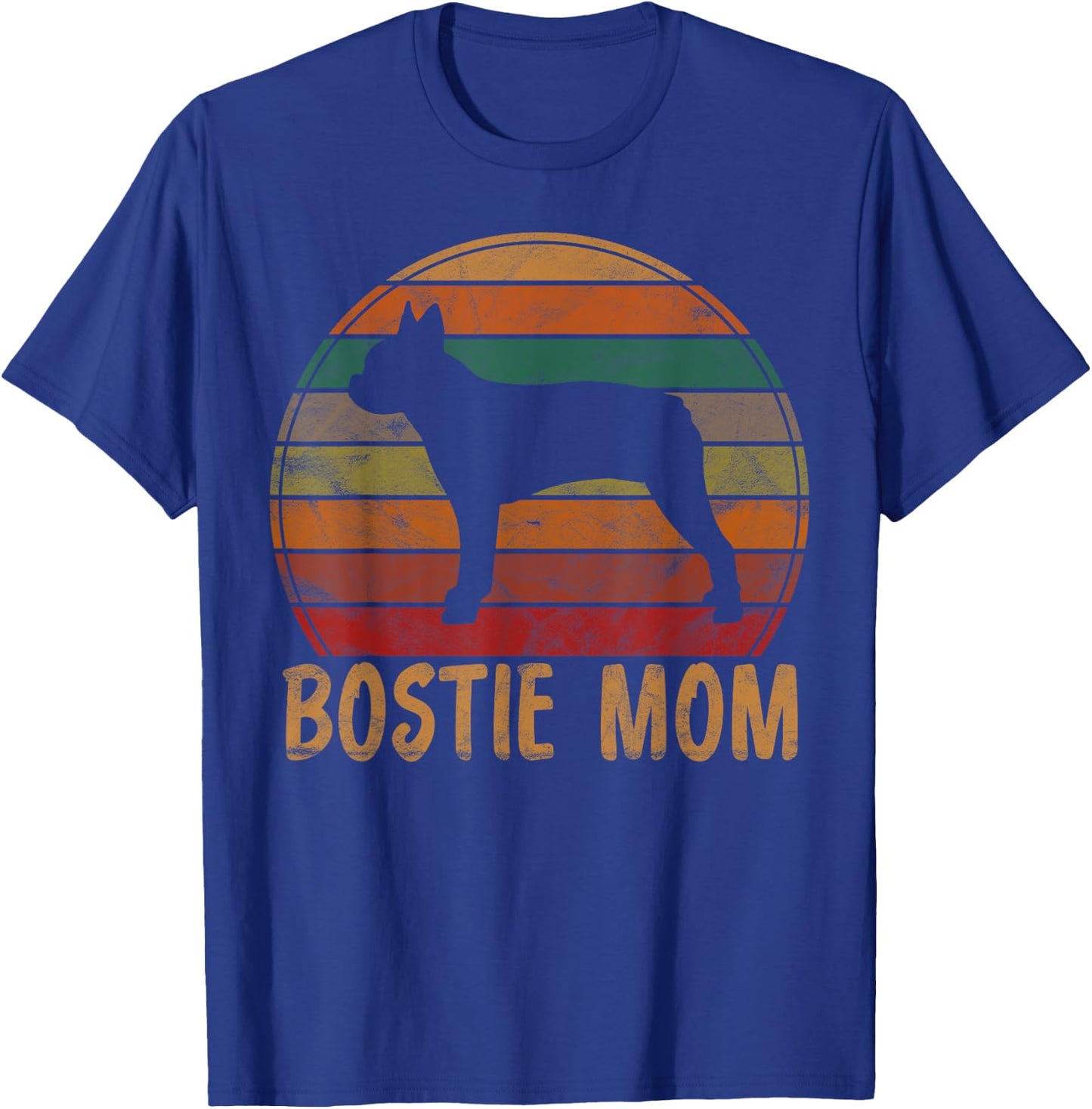 Retro Boston Terrier Mom Dog Mother Pet Bostie Mama T-Shirt - T-Shirt | Royal