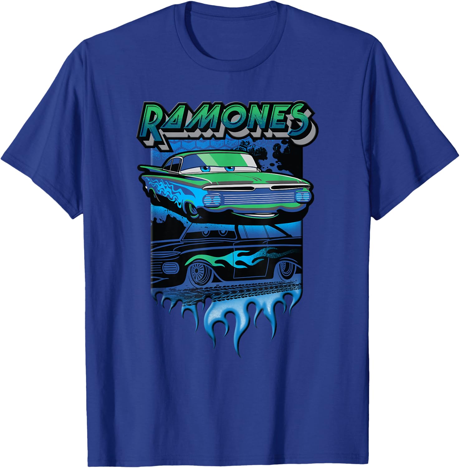 Disney Pixar Cars Ramones Big Flames T-Shirt - T-Shirt | Royal