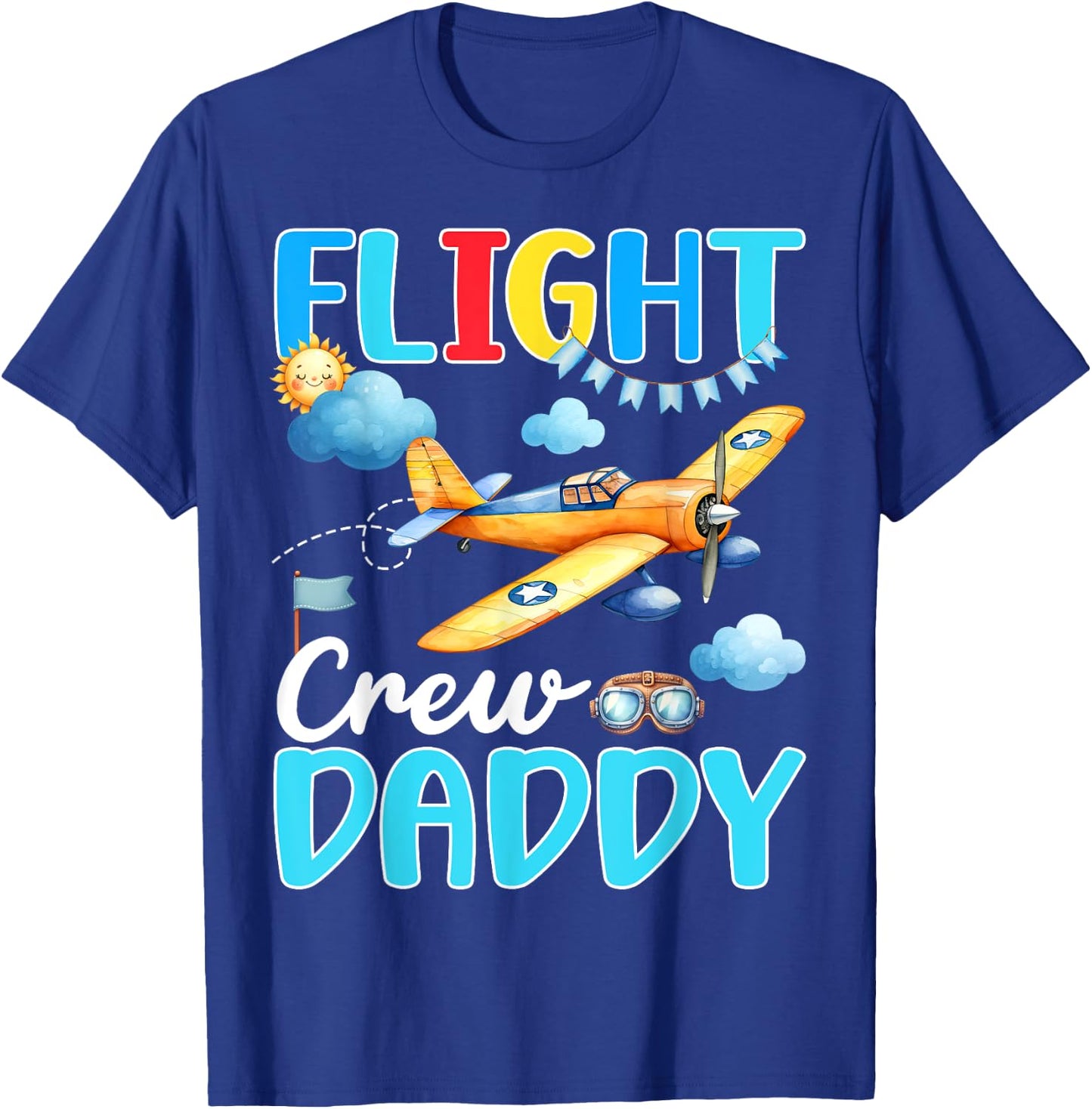 Flight Crew Daddy Birthday Squad Airplane Matching Family T-Shirt - T-Shirt | Royal