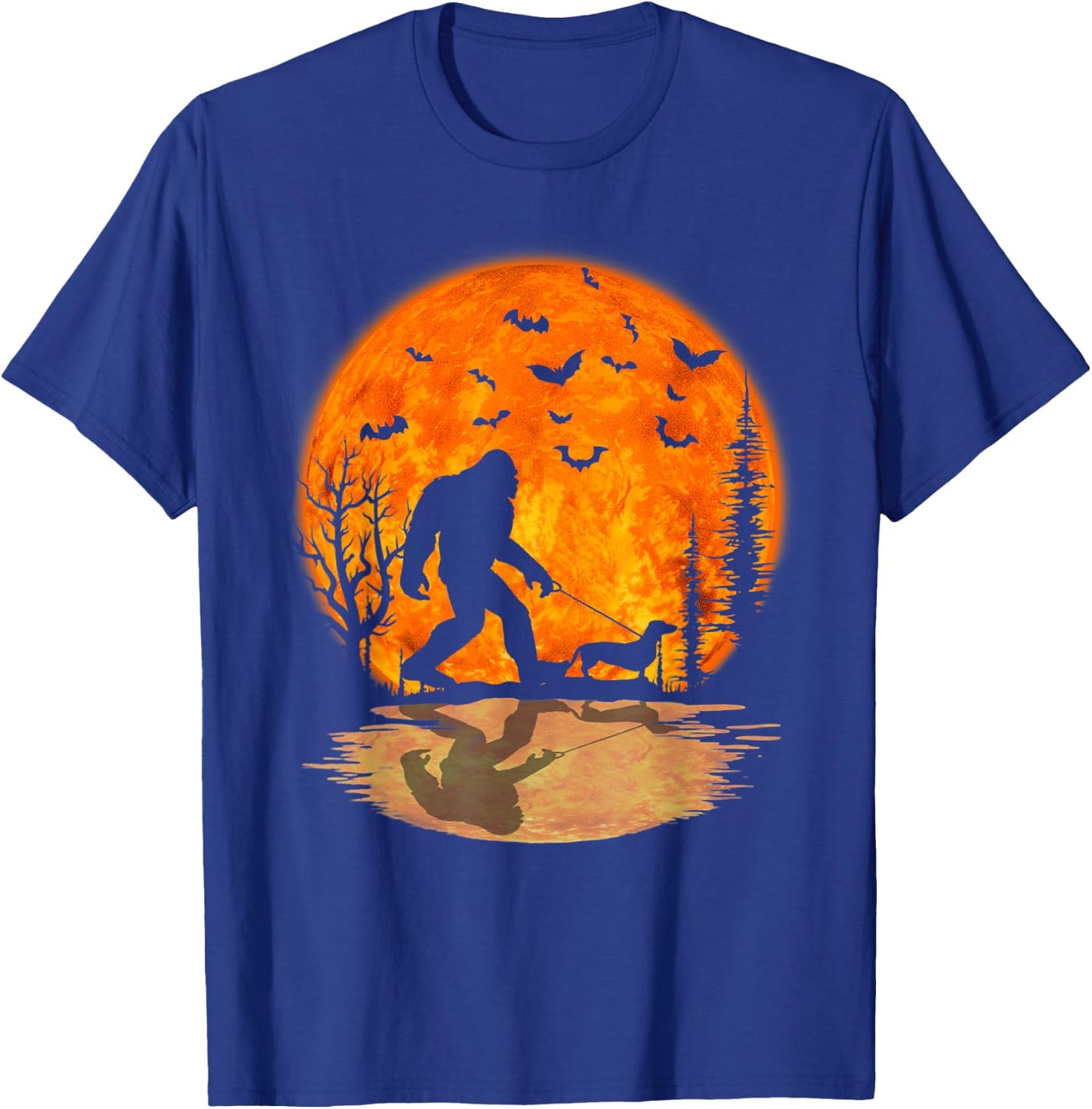 Bigfoot Walking Dachshund Funny Wiener Dog Halloween T-Shirt - T-Shirt | Royal