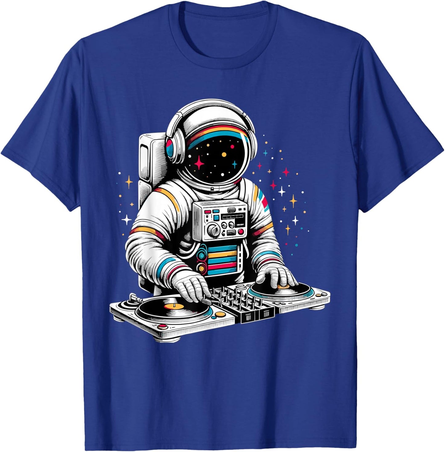 Astronaut DJ Planets Space T-Shirt - T-Shirt | Royal