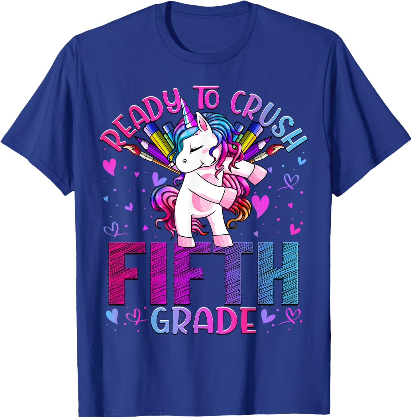Ready to Crush Fifth 5th Grade Back To School Unicorn Kids T-Shirt - T-Shirt | Royal