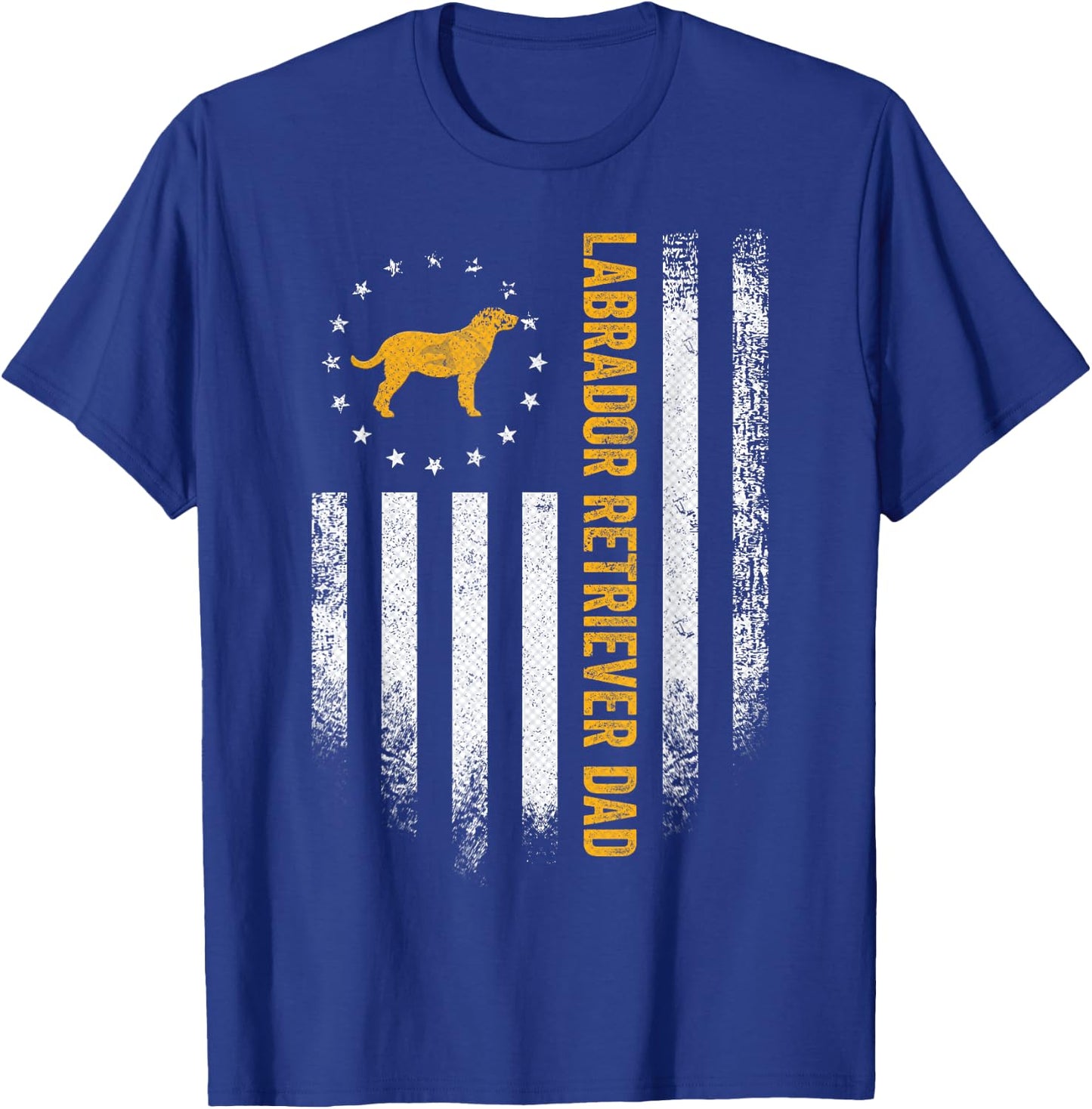 Vintage USA Flag Proud Labrador Retriever Dad Lab Silhouette T-Shirt - T-Shirt | Royal