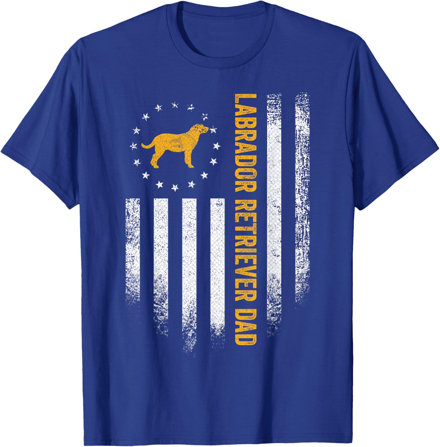 Vintage USA Flag Proud Labrador Retriever Dad Lab Silhouette T-Shirt - T-Shirt | Royal