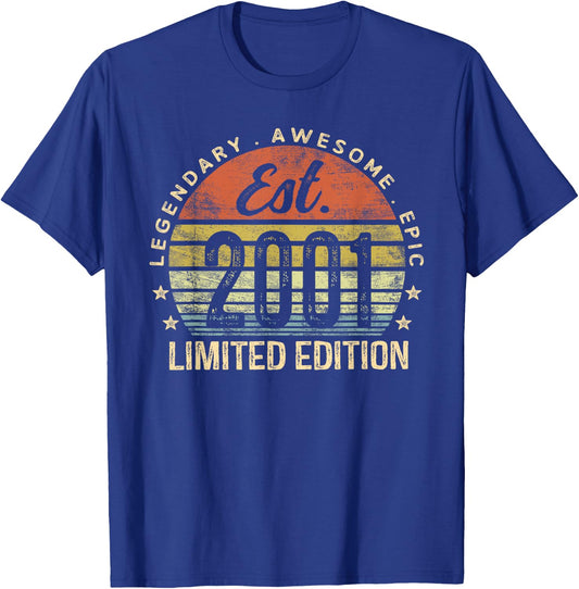 Est 2001 Limited Edition 24th Birthday Gifts 24 Year Old T-Shirt - T-Shirt | Royal