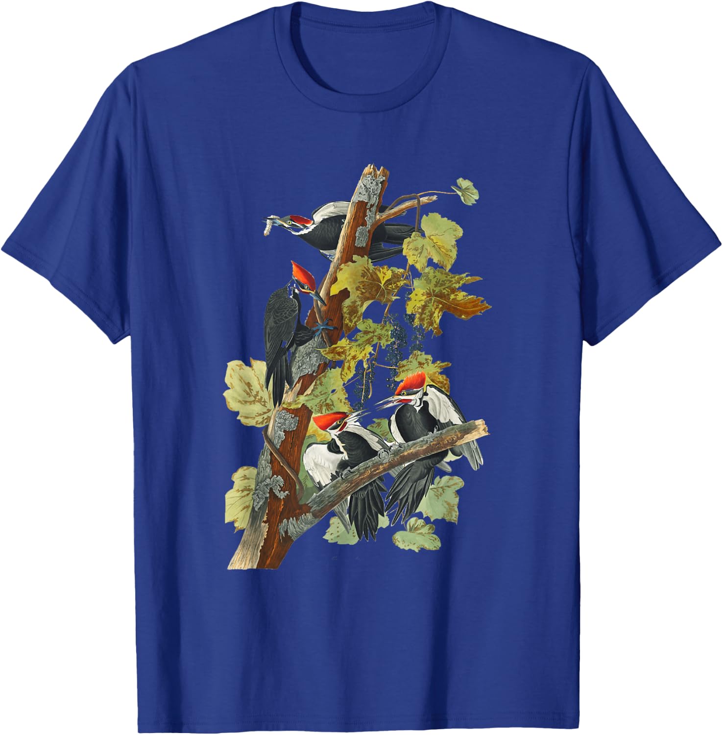 Vintage Pileated Woodpecker Birds Illustration Men & Women T-Shirt - T-Shirt | Royal