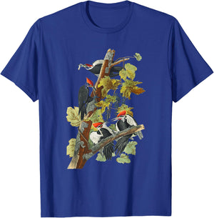 Vintage Pileated Woodpecker Birds Illustration Men & Women T-Shirt - T-Shirt | Royal