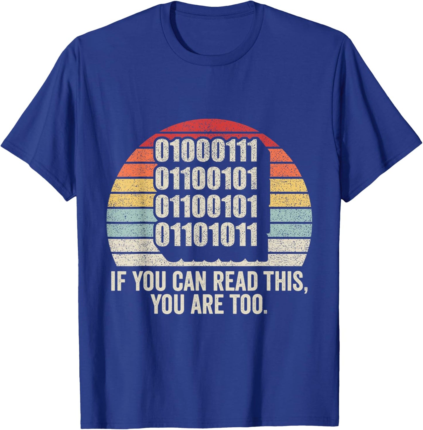 Retro Vintage Computer Binary Code Programmer Developer Geek T-Shirt - T-Shirt | Royal
