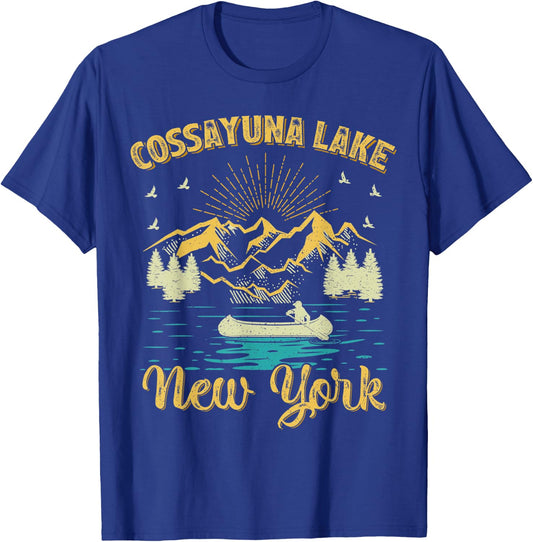 Summer Vacation Retro Mountain New York Cossayuna Lake Men Women Kids T-Shirt - T-Shirt | Royal