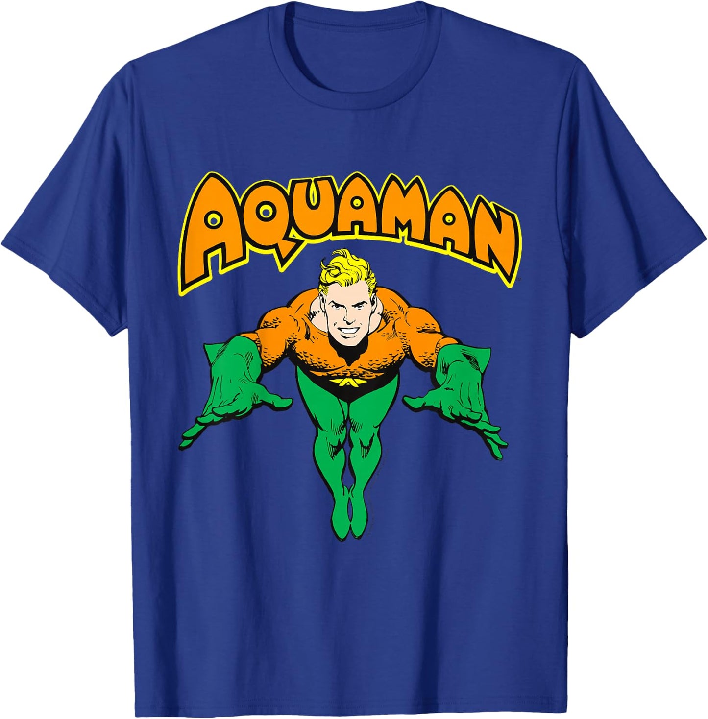 Kids DC Comics Aquaman Vintage Portrait Logo T-Shirt - T-Shirt | Royal