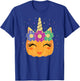 Unicorn Pumpkin Halloween Thanksgiving Girls Kids T-Shirt - T-Shirt | Royal
