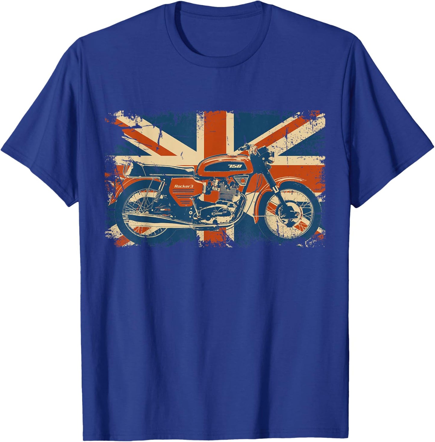 Vintage British Motorcycle 750 Triple Union Jack Flag Shirt T-Shirt - T-Shirt | Royal