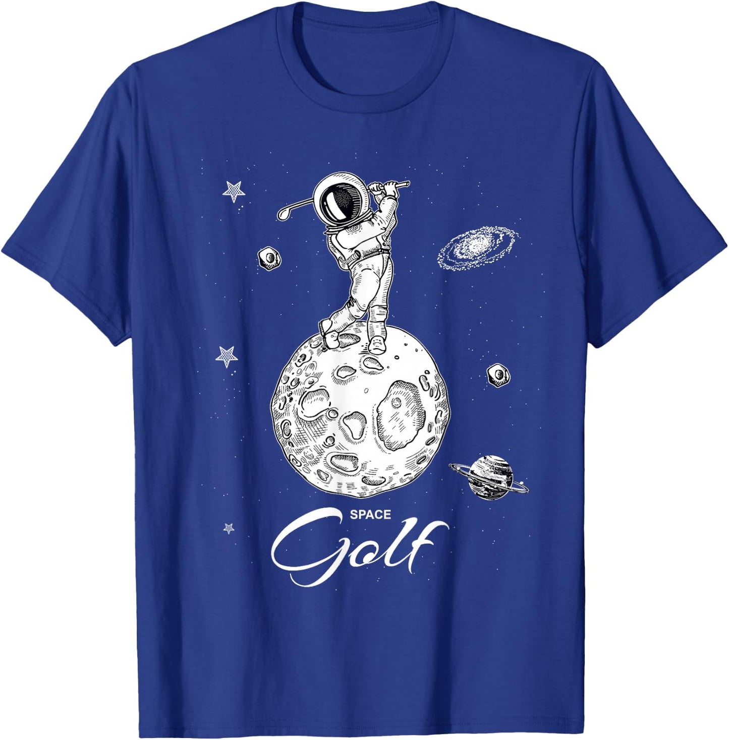Cool Astronaut Novelty Play Golf Graphic & Cool Designs T-Shirt - T-Shirt | Royal