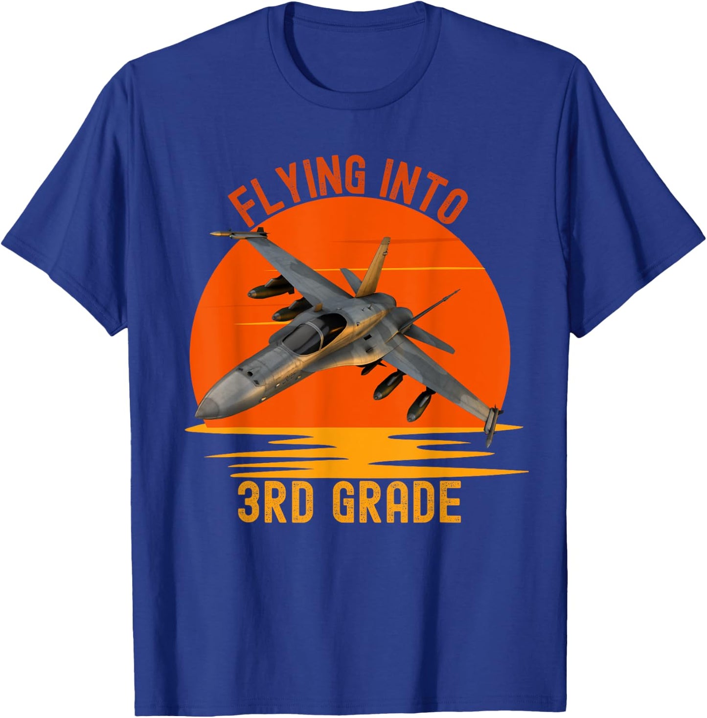Flying Into 3rd Grade Back To School Jet Fighter Graphic T-Shirt - T-Shirt | Royal