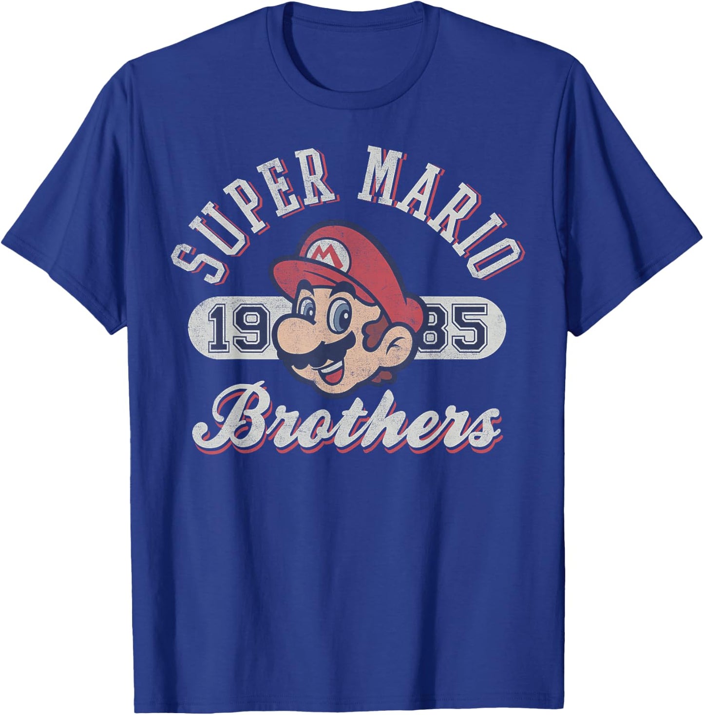 Super Mario Bros 1985 Face Vintage Logo Graphic T-Shirt - T-Shirt | Royal