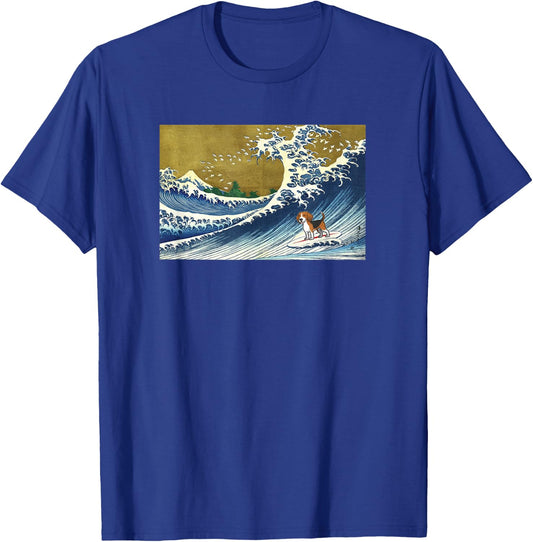 Funny Retro Vintage Surfing A Wave Beagle Dog Lover T-Shirt - T-Shirt | Royal