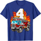 Firefighter 4th Birthday Fireman and Firetruck Birthday Boys T-Shirt - T-Shirt | Royal