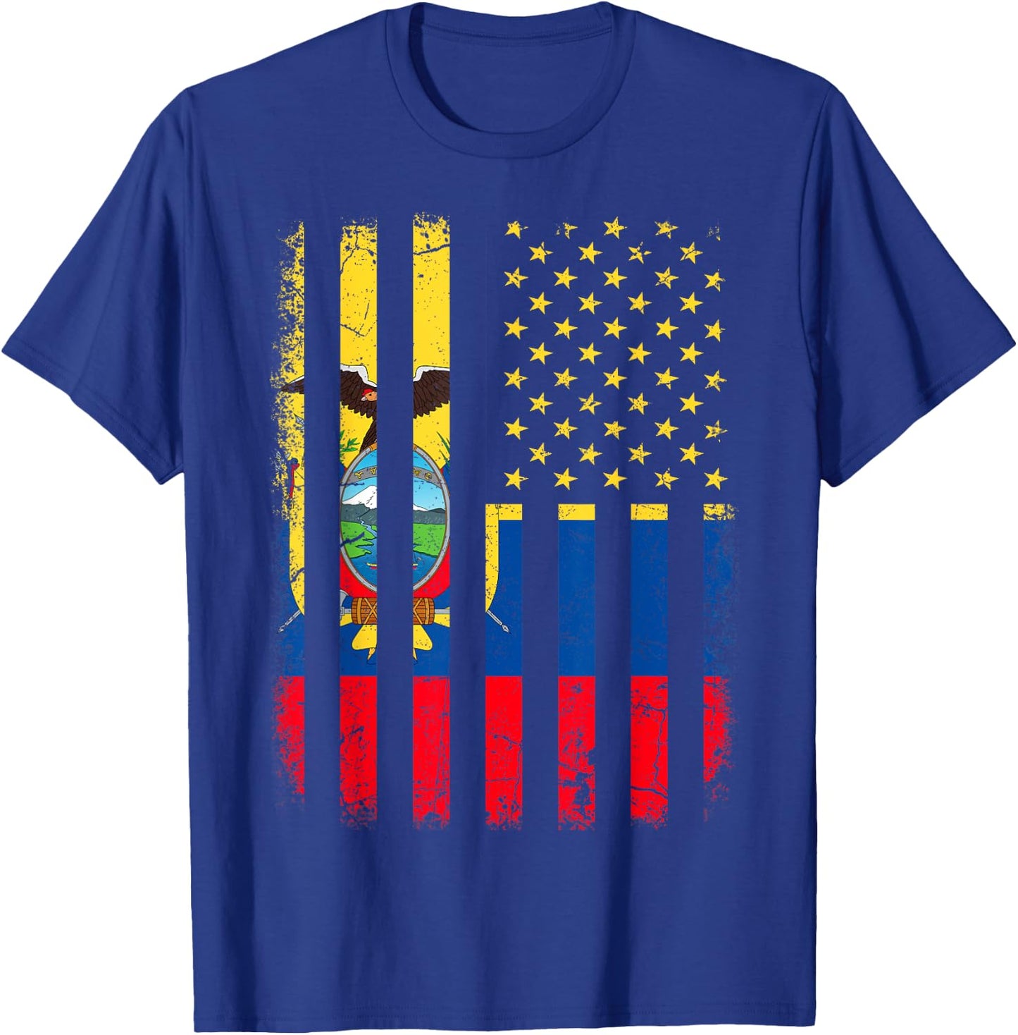 Ecuadorian American Flag Ecuadorian Roots Ecuador America T-Shirt - T-Shirt | Royal