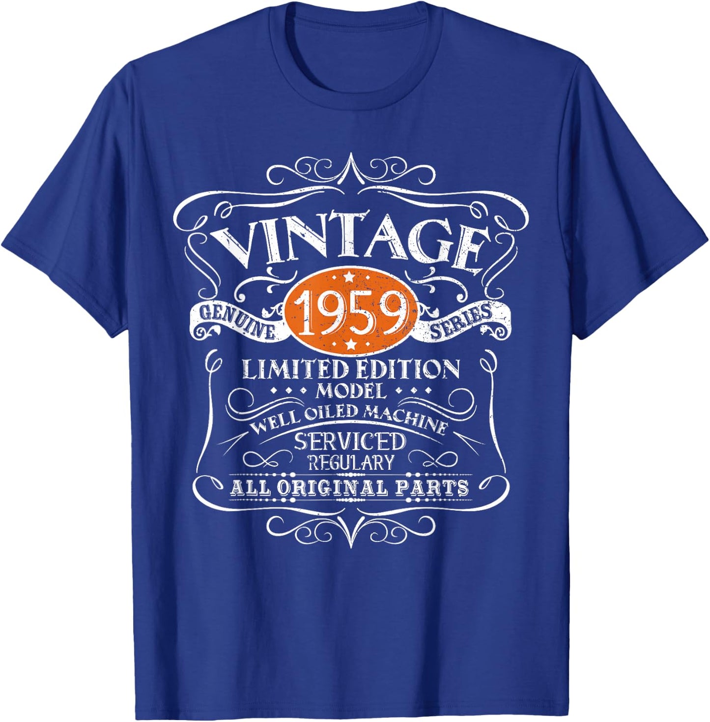 Vintage 1959 65th Birthday All Original Parts Design T-Shirt - T-Shirt | Royal