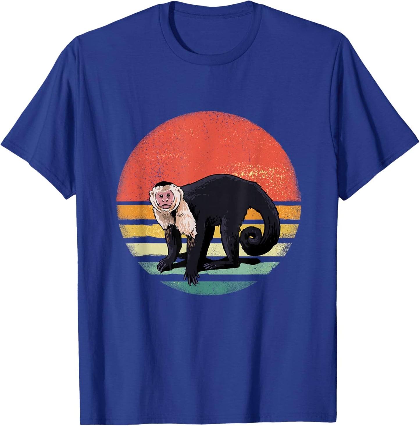 Retro Capuchin Monkey Primate Wildlife Zoology Wild Animal T-Shirt - T-Shirt | Royal