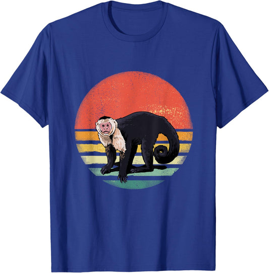 Retro Capuchin Monkey Primate Wildlife Zoology Wild Animal T-Shirt - T-Shirt | Royal