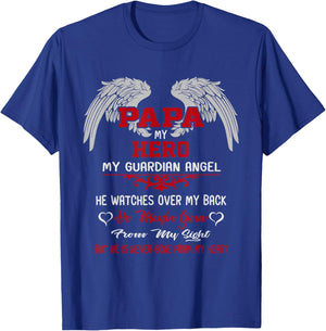 Papa is my guardian Angel Hero Peace forever Dad in Heaven T-Shirt - T-Shirt | Royal