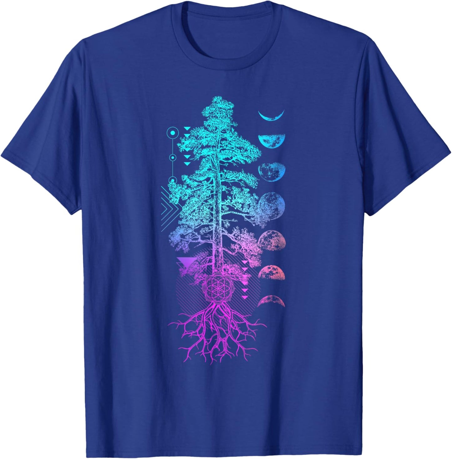 Tree of Life Phases of the Moon Yoga Chakra Gift T-Shirt - T-Shirt | Royal