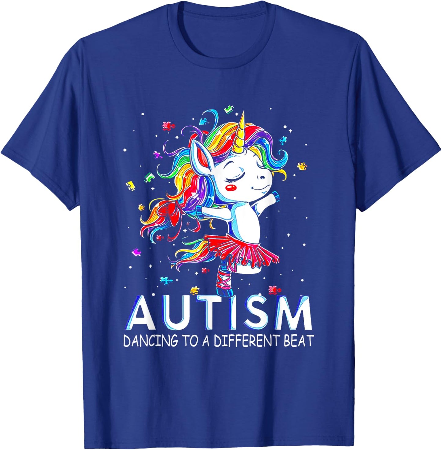 Autism Dancing To Be A Different Beat Unicorn T-Shirt - T-Shirt | Royal