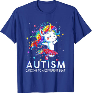 Autism Dancing To Be A Different Beat Unicorn T-Shirt - T-Shirt | Royal