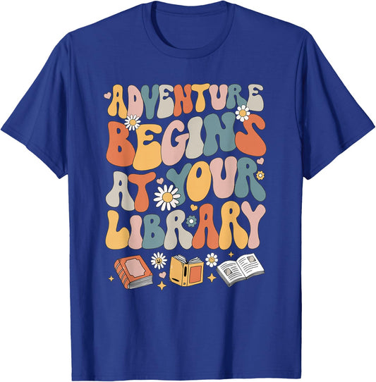 Adventure Begins At Your Library Summer Reading Program 2024 T-Shirt - T-Shirt | Royal