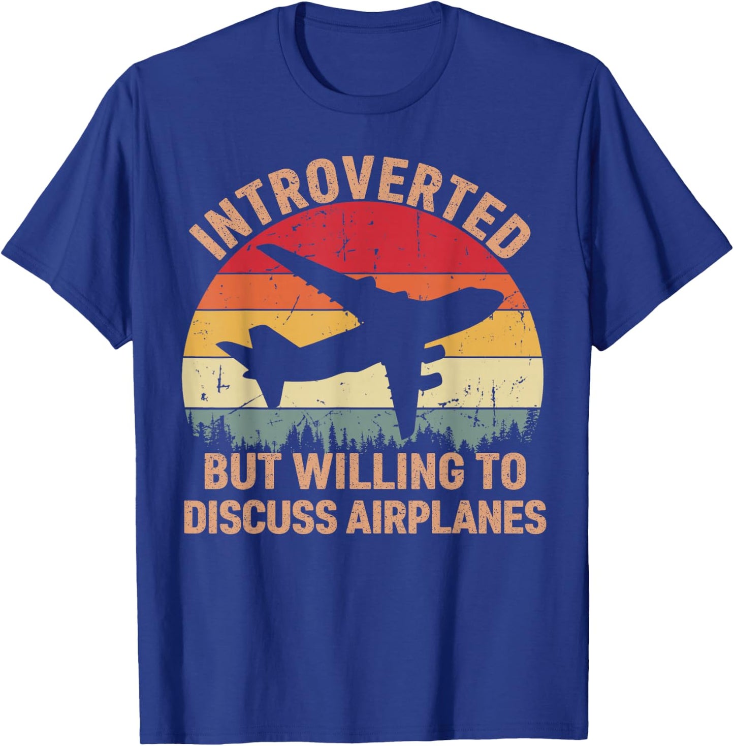Introverted But Willing To Discuss Airplanes Vintage Pilot T-Shirt - T-Shirt | Royal
