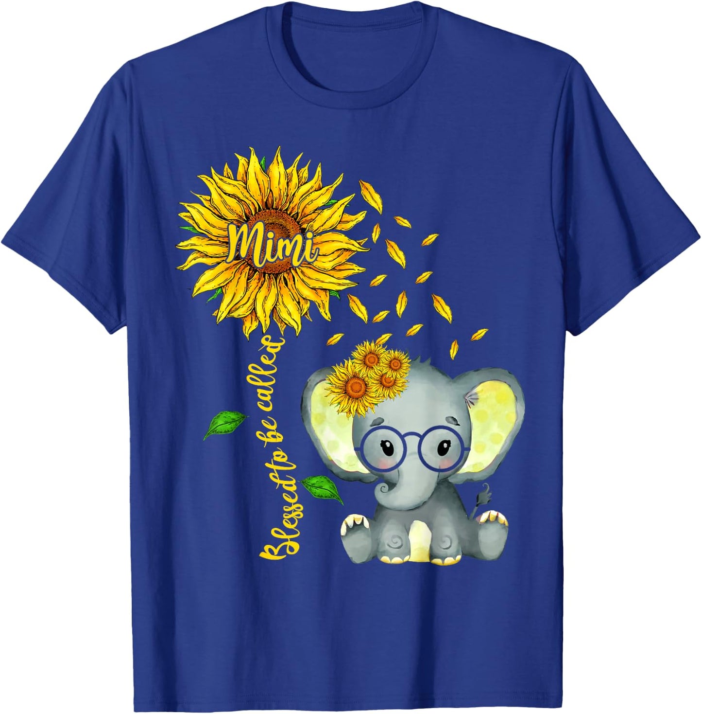 Blessed To Be Called Mimi Sunflower Elephant Mother's Day T-Shirt - T-Shirt | Royal